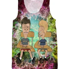 Женские и мужские топы, полностью 90 s, жилет персонажа из мультфильма, Beavis and Butthead, летняя майка, стильные повседневные футболки, большие размеры