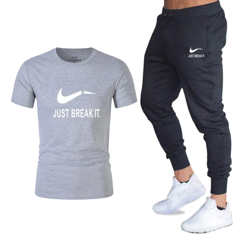 Fashion Two piece suit tracksuit Men's Sets Just Break It Print T shirt+Pants Sets Brand Men's Tee Shirts Man Clothes Sets 2019 Fashion Two piece suit tracksuit Men's Sets Just Break It Print T shirt+Pants Sets Brand Men's Tee Shirts Man Clothes Sets 2019