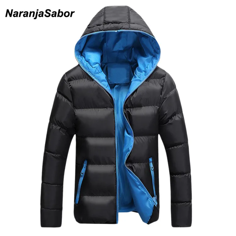 NaranjaSabor, мужские пальто,, зимние парки, мужские повседневные куртки, мужское пальто, Мужская брендовая одежда, теплая Толстая с капюшоном, с подкладкой, 5XL - Цвет: Black Blue