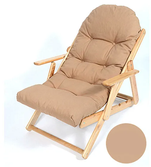  Soft Folding Foldable Wooden Reclining Chair Simple Ergonomic Lazy Sofa Balcony Couch Leisure Chair
