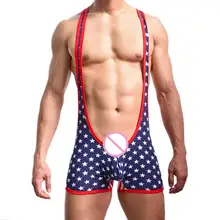 Мужское борцовское трико с принтом, дышащий хлопковый комбинезон, пикантная припухлость, мешочек, боди, эластичный купальник Корректирующее нижнее белье