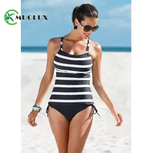 MUOLUX, винтажный полосатый купальник бикини, женский купальник из двух частей, танкини, купальный костюм с лямкой через шею, женский спортивный костюм размера плюс, пляжная одежда
