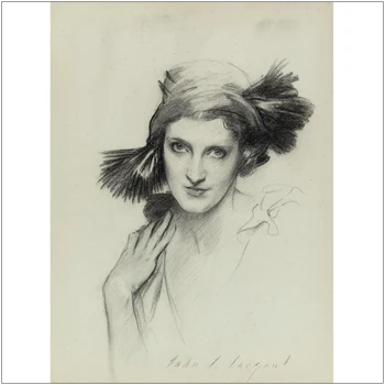

lady classical portrait sketch poster painting portrait posters modern art decoration cartoon picture sketch John Singer Sargent