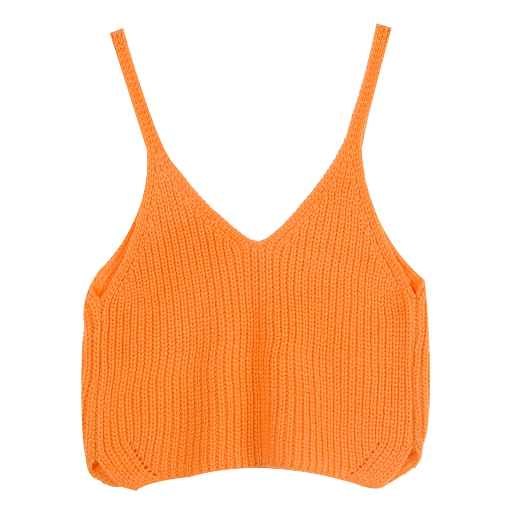 Summer Crop Top Short Knitted Sexy Slim Women's Solid Camisole Crop Top