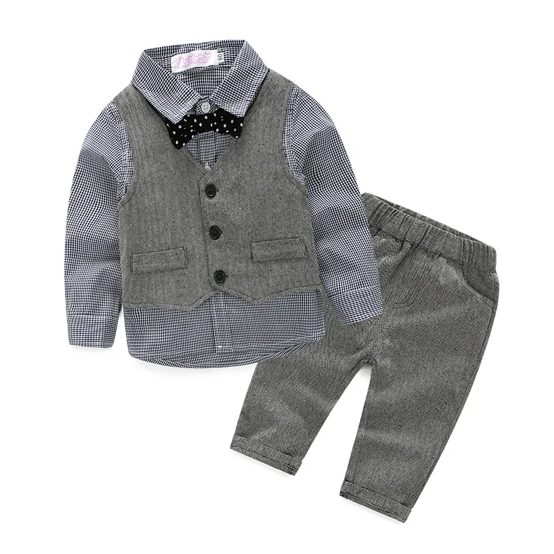 

Baby Boys Suits Cotton Tie Gentleman Suit Bow Leisure Tuxedos Prince Clothing Newborn Infant Striped Toddler Boy 3pcs Suits