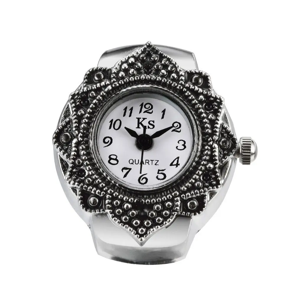 

Stylish Vintage Creative Lady Girl Round Elastic Quartz Finger Ring Watch Women