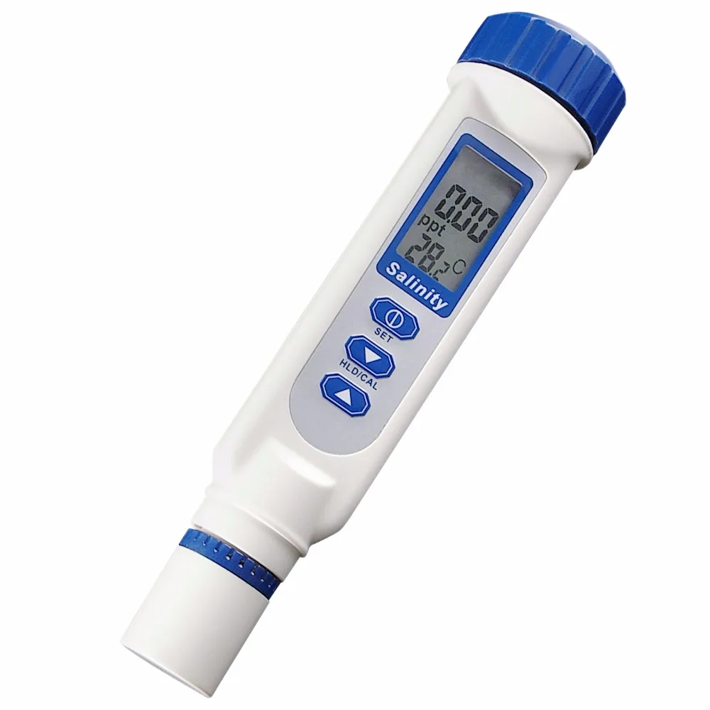 Salinity & Temp Meter, Pen Type Salt Water Quality Tester ATC NaCl 070 ppt, Handheld