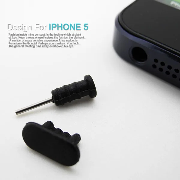 

Wholesale for Iphone 5 Silicone 8pin Dust Proof Plug Dock Cover + Earphone Jack Cap for iPhone 5 5G 5S 3000sets