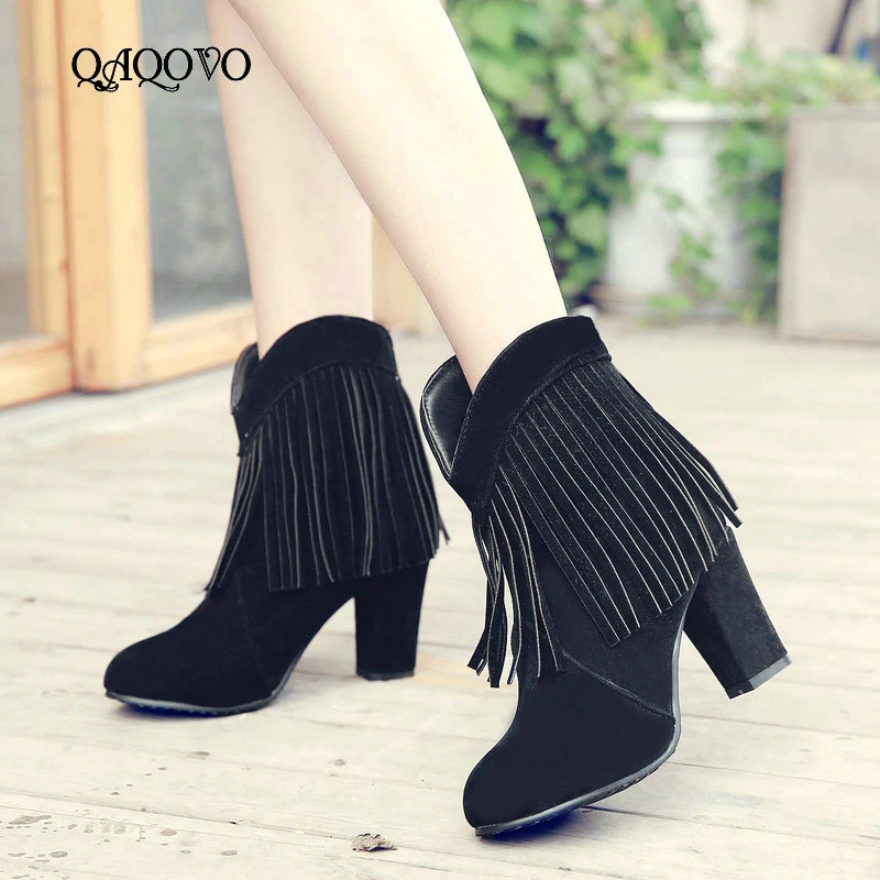 faux suede fringe boots