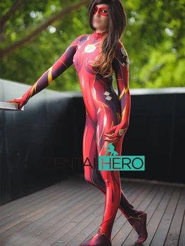 

Free Shipping 3D Printing Lady Jamie Tyndall Flash Female Cosplay Costume The DC Comics Superhero Costume Lycra Zentai Bodysuit