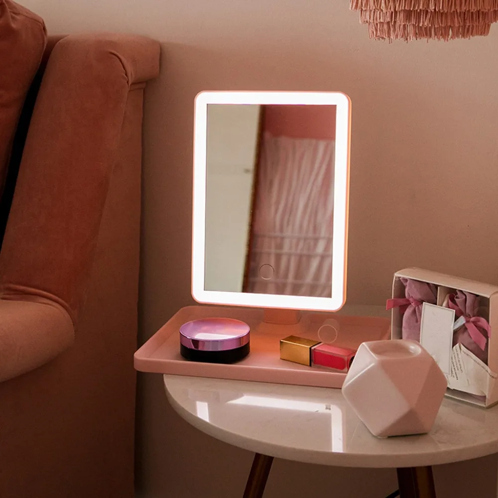 Зеркало для макияжа класса люкс зеркало с естественным белым светодиодный дневной свет отстегивается/База хранения Управление Профессиональный освещенные FD