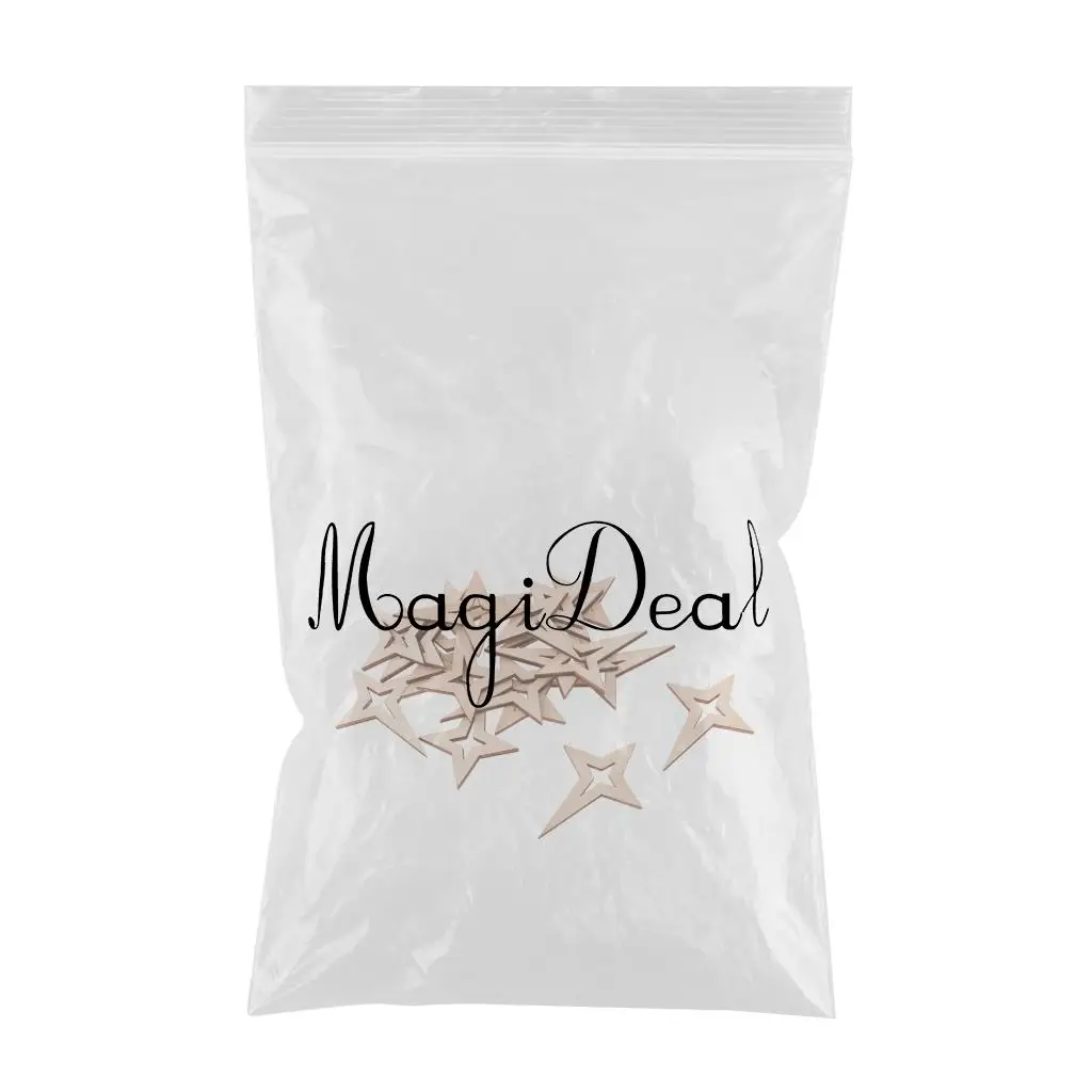 Mini Natural Unfinished Wood Hollow Star Shape Embellishments for Art DIY Crafts Scrapbooking Card Making