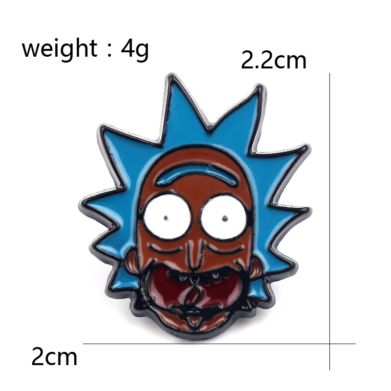 Wholesale 20pcs Funny Cartoon Rick and Morty Brooch Crazy Scientist and Grandson Enamel Lapel Pins Creative Gifts for Fans Kids