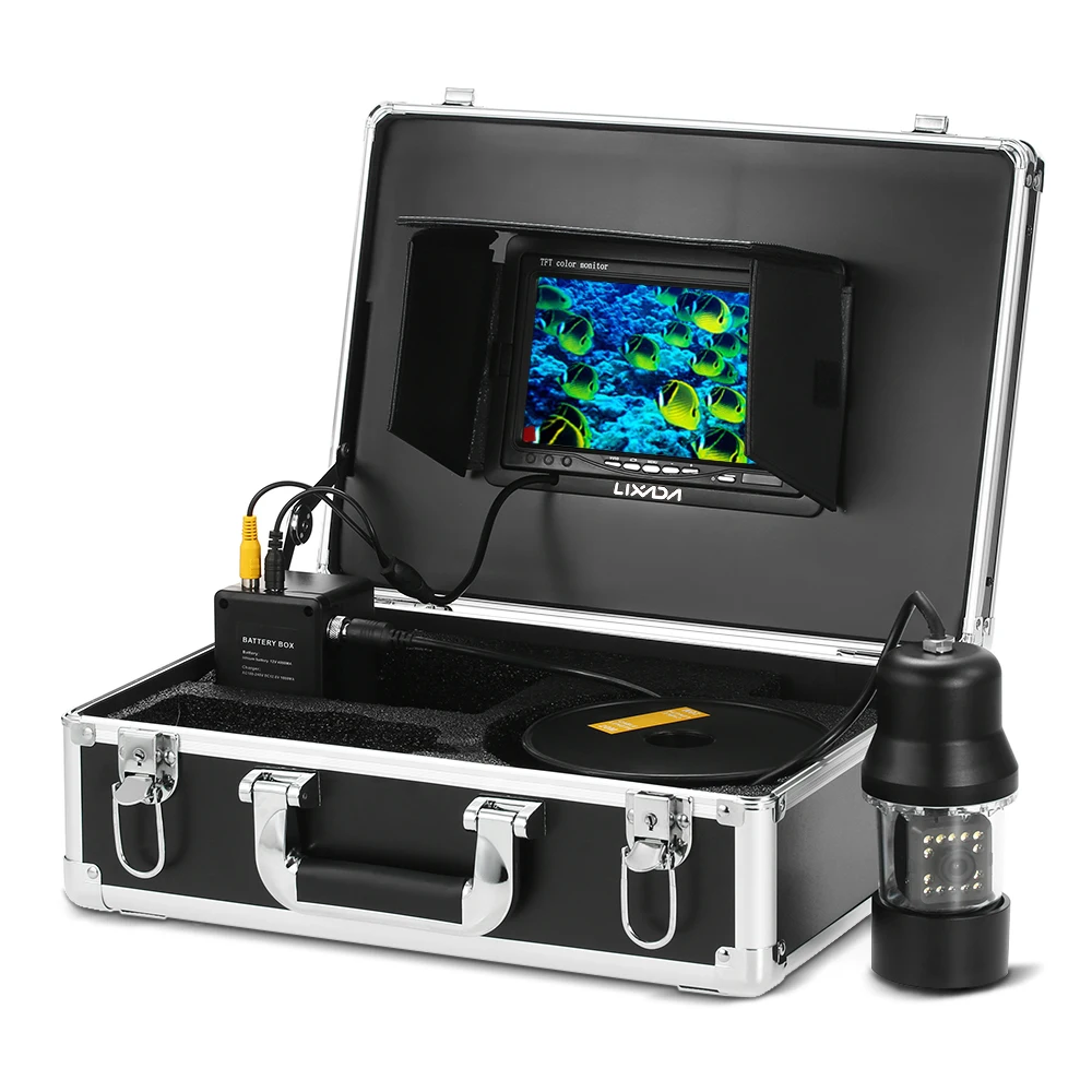 

Lixada 7In Monitor 360 Degree Rotate Underwater Camera Underwater Fish Monitor Fish Finder Fishing Camera 20M Cable EU/US Plug