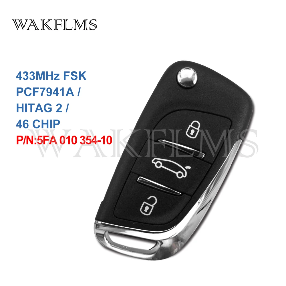 3 Buttons Flip Remote Car Key 433Mhz For Citroen DS4 with PCF7941A HITAG 2 46 CHIP 5FA 010 354-10 OEM | Автомобили и мотоциклы
