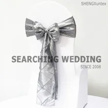 Тафты Pintuck стул створки стул лук для свадьбы банкет украшение для стула