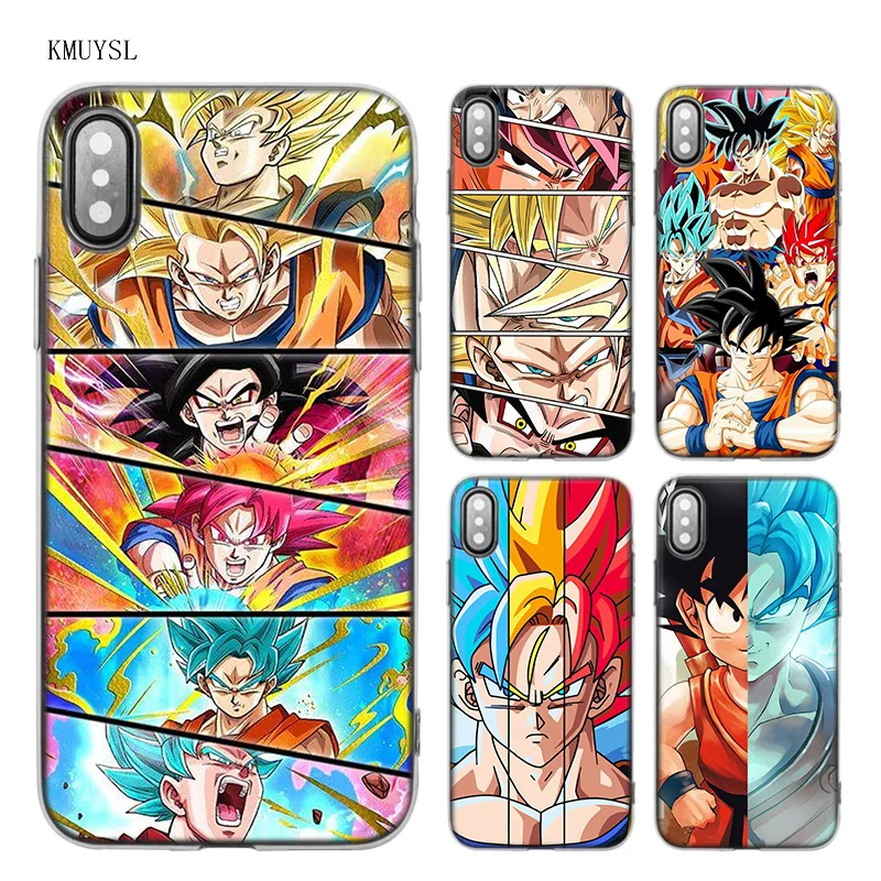 

KMUYSL dragonball goku blue art anime TPU Transparent Soft Case Cover for iPhone X 7 8 6 6s Plus 5 5S SE 5C