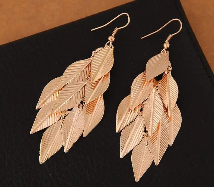

SPX7533 New Fashion Alloy Candy Color Bohemian Leaves Gold Silver Earrings for women jewelry