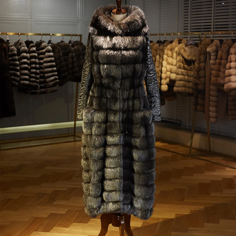 M. Y. FANSTY,, женское Европейское, высокое качество, на заказ, популярное, серебряное, русская норка, копье, овчина, х-длинное пальто, ограниченное предложение, популярное, серебряное, Норковое Пальто