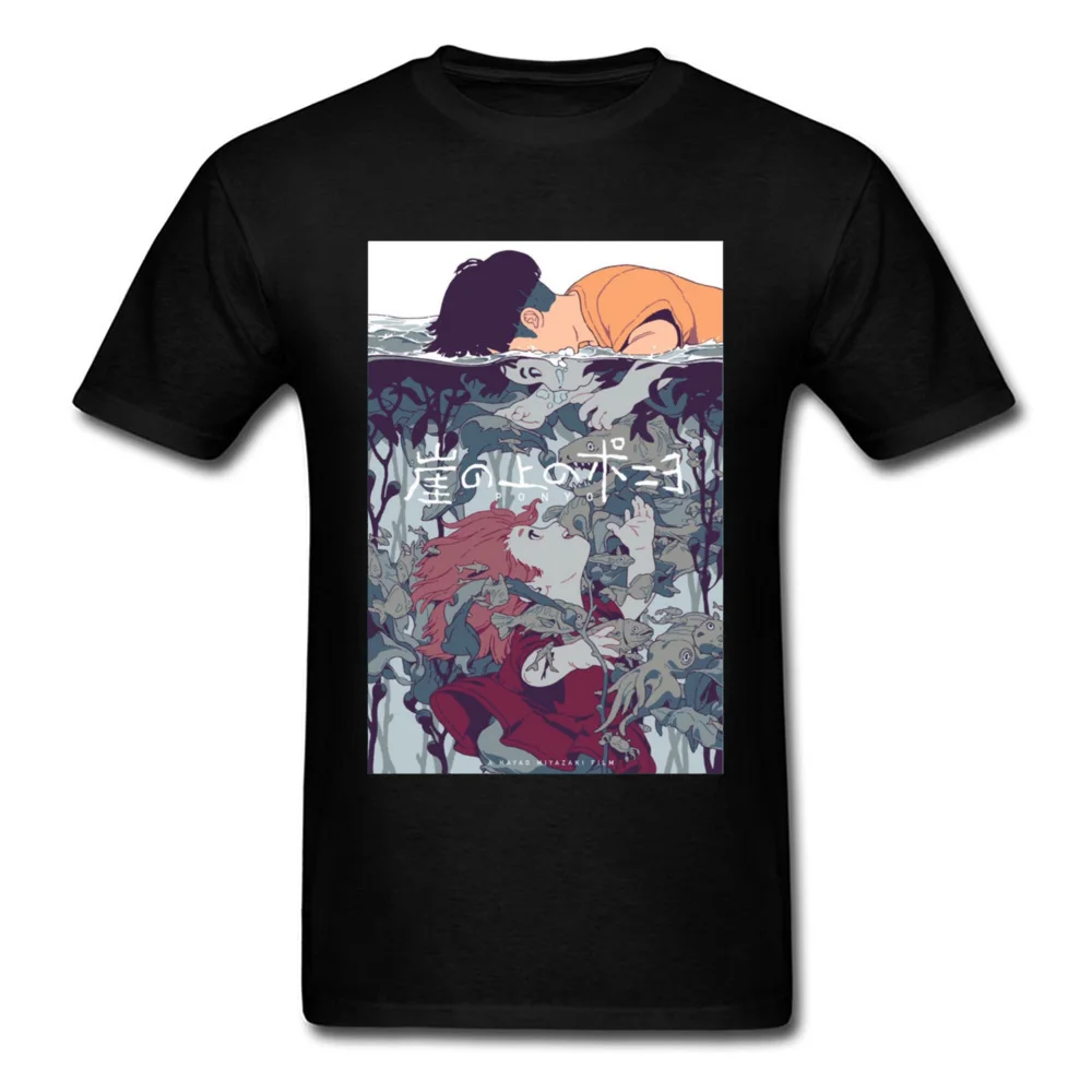 Ponyo 9385 All Cotton Print Tees 2018 Fashion Short Sleeve Men T-Shirt Normal Mother Day T Shirt Round Neck Top Quality Ponyo 9385 black