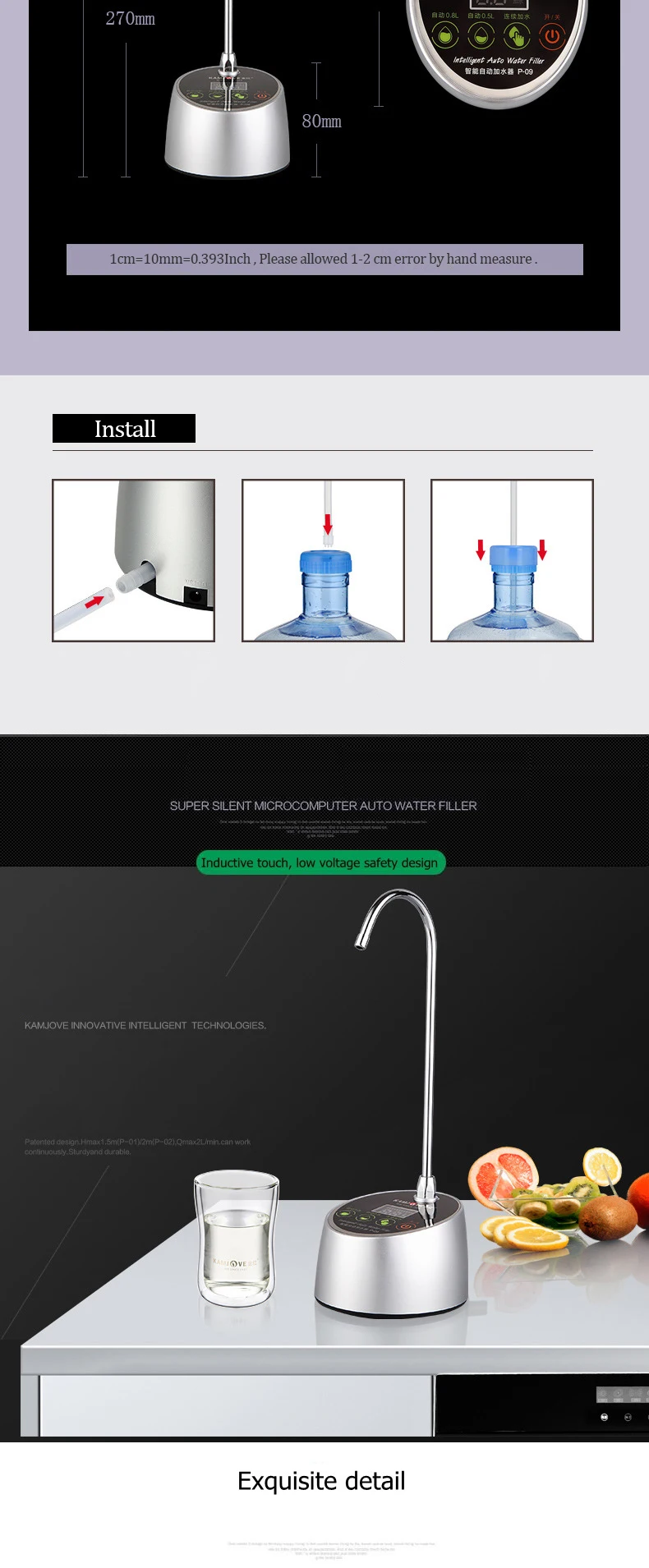 Dailywater питьевой воды Dispensador De Agua холодной воды в бутылках Диспенсер для водяного насоса автоматический Электрический Насосное кран для настольного компьютера