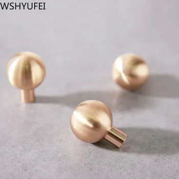 

4pcs/lot high quality minimalist round brass handle wardrobe cupboard drawer bedside table handle pure copper sphere Home Decor