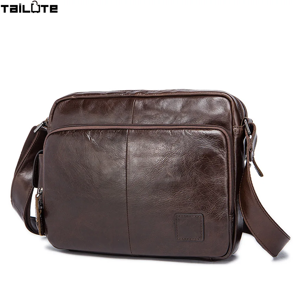TAILUTE New Brand Genuine Leather Men messenger Bag Vintage Cowhide Crossbody Bags for man bolso