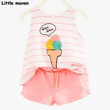 Little maven marque enfants vêtements 2017 new summer bébé fille ensembles de vêtements Ice cream imprimer enfants 20070