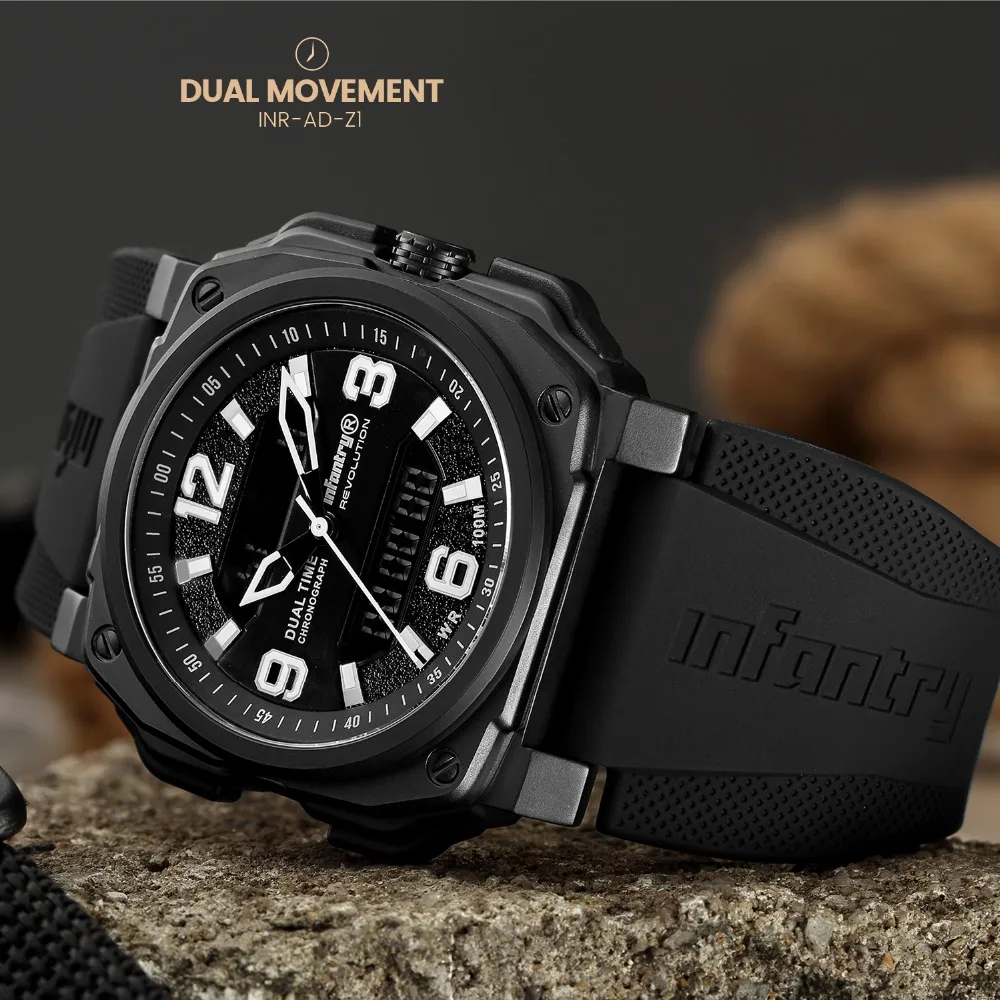 Мужские часы от ведущего бренда, Роскошные Водонепроницаемые 100 м аналоговые цифровые военные часы, мужские тактические квадратные спортивные часы для мужчин