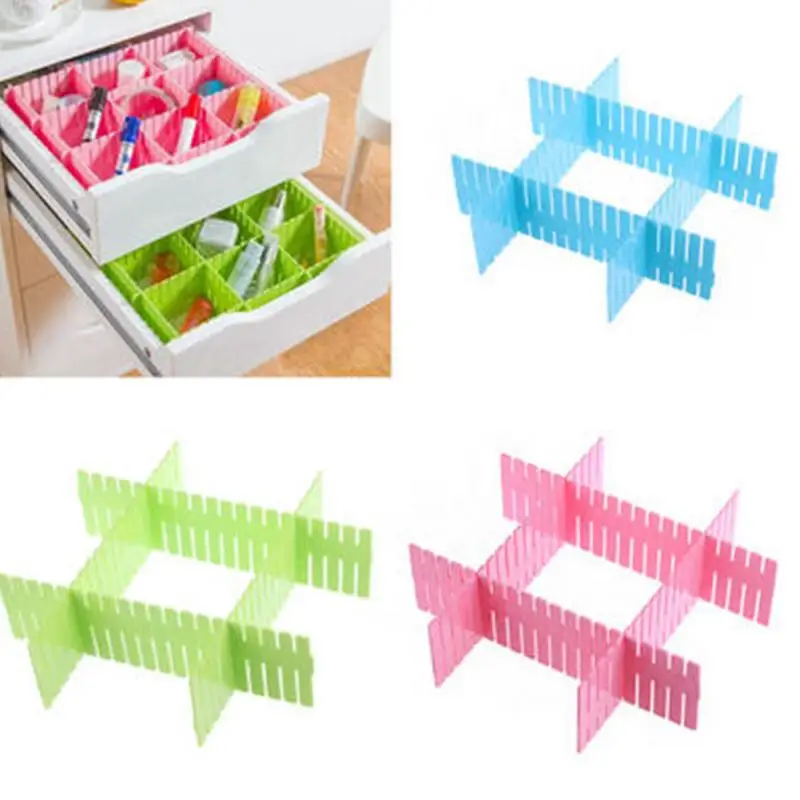 

4pcs/set DIY Drawer Divider Adjustable Drawer Partition Board for Socks Underwear Storage Box