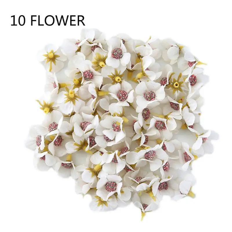 10Pcs/Set 2cm Multicolor Mini Artificial Daisy Flower Heads Sunflower For Wreath DIY Scrapbooking Wedding Party Decoration - Цвет: White