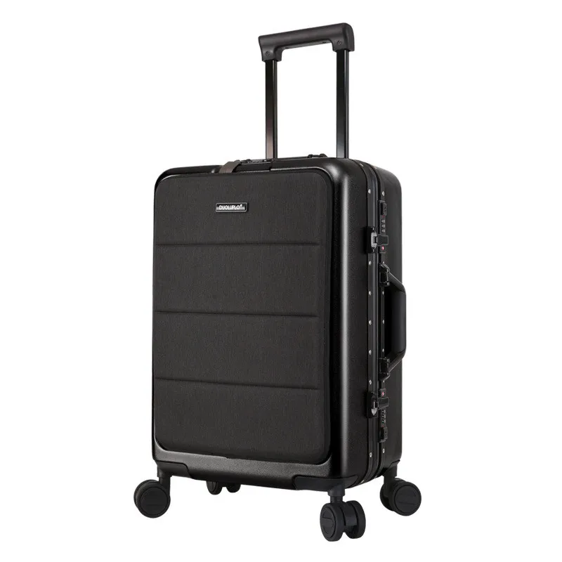 ZYJ водонепроницаемый деловой багаж на колесиках для путешествий с алюминиевой рамой TSA сплав на колесиках чехол для костюма для самолета Чехол для багажа - Цвет: Black Aluminum frame