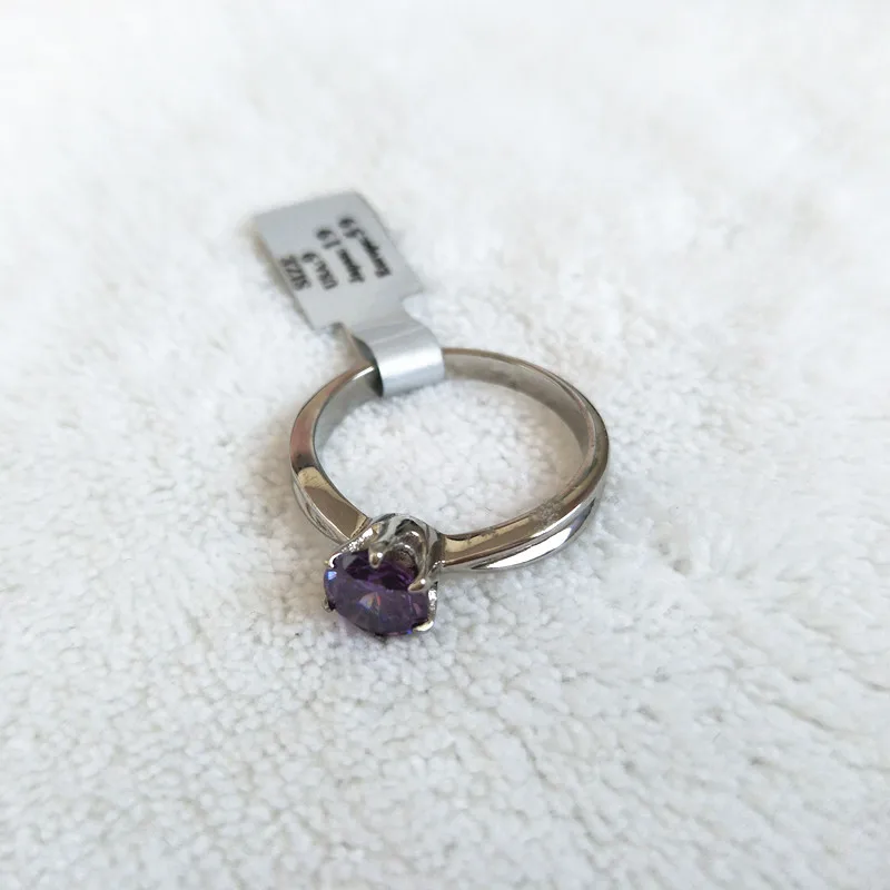 

Fashion Vintage Stainless Steel Purple White Crystal Rings Jewelry For Women