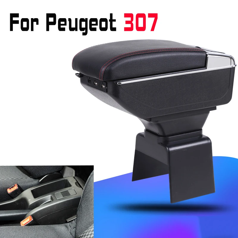 Leather Car Armrest For Peugeot 307 Arm Rest Rotatable saga