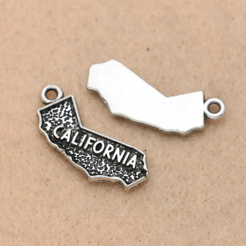 5 шт античное посеребренное California Карта Шарм кулон для браслета ожерелье