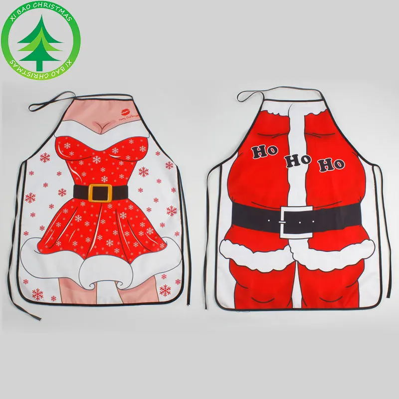 Hot Christmas Aprons Adult Santa Claus Aprons Women and Men Dinner