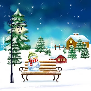 

Winter Tree Snowman Snowflake photo backdrop Vinyl cloth High quality Computer printed christmas photography studio background