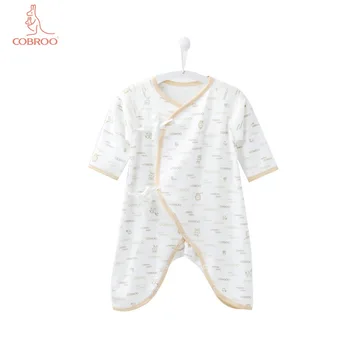 

COBROO Baby Girl/Boy Clothes One-Pieces with Belt V-Neck Animal Print Long-Sleeve Baby Rompers for 0-3-6 Months