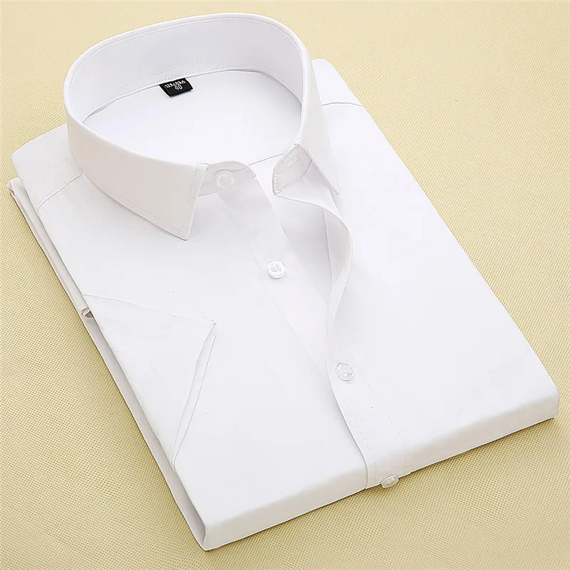 Мужская деловая рубашка г. летняя новая простая дизайнерская Высококачественная однотонная мужская рубашка с короткими рукавами, приталенные официальные сорочки 4XL M079