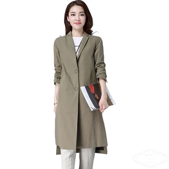 

2020 fashion brand new 100% cotton longer outwear jackets Korean female England style split hollow cut jacket wq075 dropship