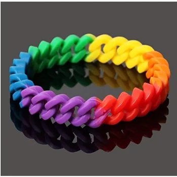 

Fast Shipping Gay Pride Wristband Rainbow LGBT Bracelet Special Silicone Bracelet Lesbian 100pcs/lot Wholesale