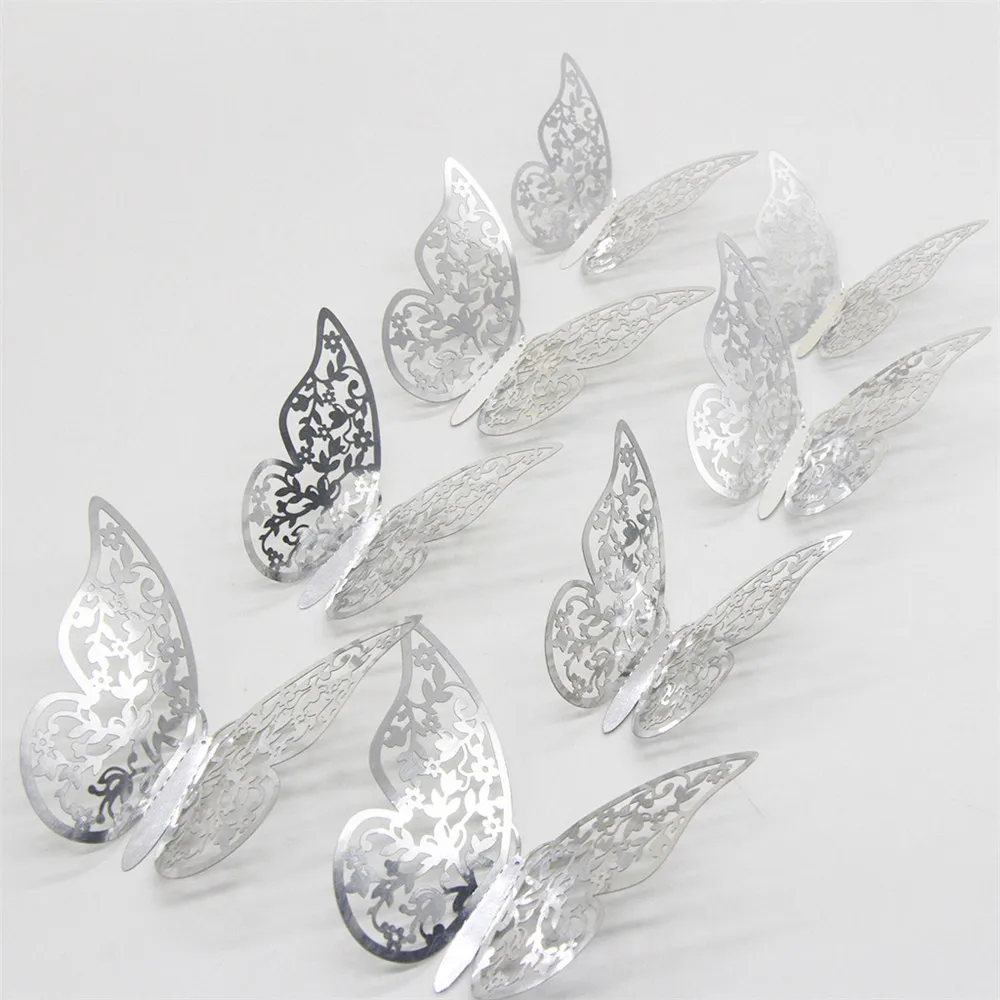

2019 New 12PCS Butterfly Silver Mirror Decoration Home Room Art 3D DIY Wall Stickers Bedroom Living Room Sticker Wallpaper Decor
