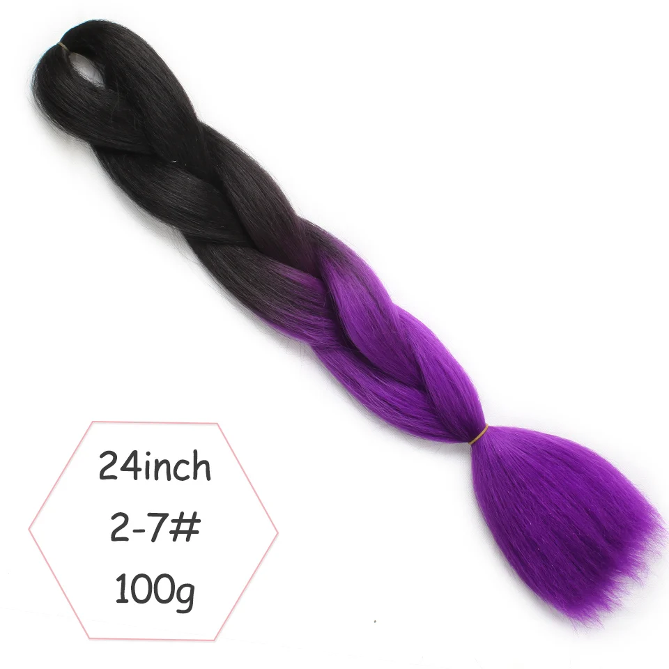 Xtrend фиолетовый Омбре плетение волос выражений 2" 100 г большие синтетические косы крючком волокна волос 10 шт. термостойкие - Цвет: #10
