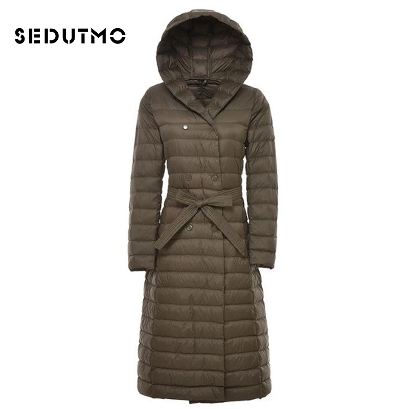 

SEDUTMO Winter Womens Down Jackets Plus Size 3XL Ultra Light Duck Down Doat Long Puffer Jacket Black Parkas ED048