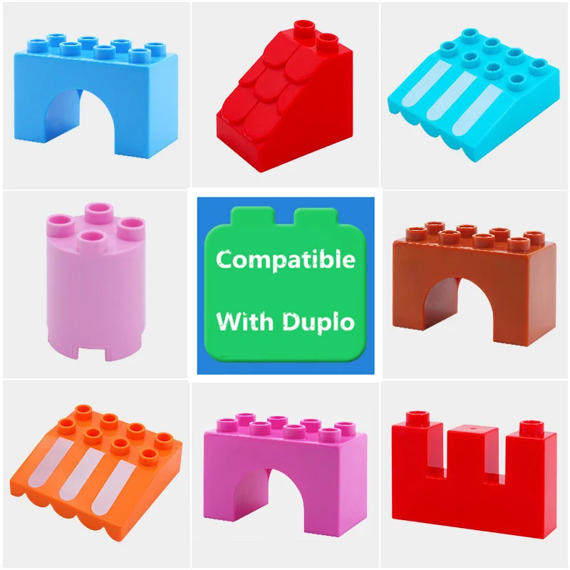 

Big Size Diy Building Block Accessories Canopy Arch Cylinder Compatible With Duploed Plastic Bulk Spare Parts Toys For Children