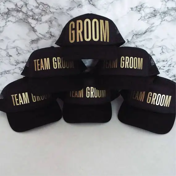 

PERSONALIZE TEAM GROOM wedding groomsmen Bachelorette Stag Party Mesh Trucker Snapback trucker hats caps gifts favors