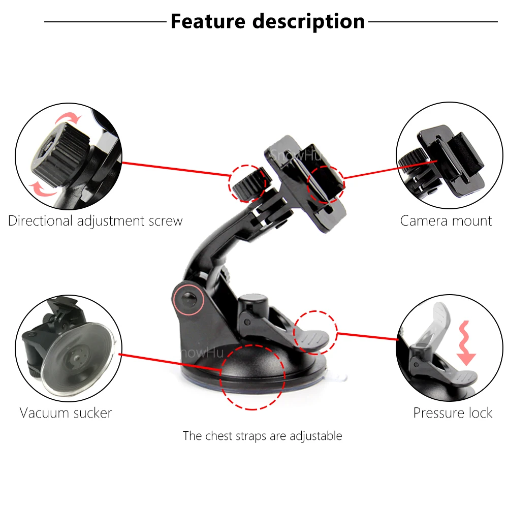 SnowHu Экшн-камера на присоске для GoPro Hero 8 7 6 5 4 sony SJCAM Yi 4K H9 Go Pro 7 крепление оконное стекло присоска аксессуар GP17