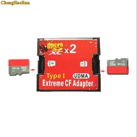 sdhc sdxc 1pc Hight איכות האדום כפול חריץ מיקרו SD SDHC SDXC TF כדי CF מתאם MicroSD ל אקסטרים Compact Flash Type I כרטיס ממיר (1)