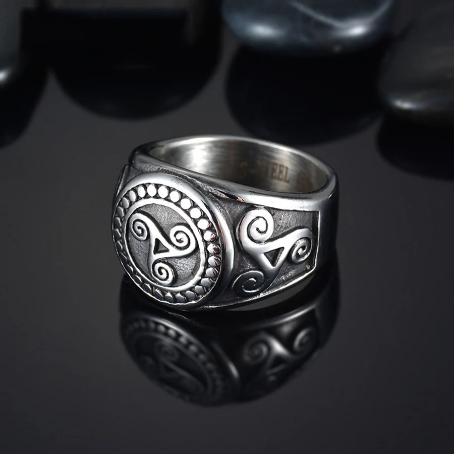 HOBBORN, винтажное мужское кольцо с волком, 316L, нержавеющая сталь, трискель, Трискелион, Эллисон, Argent, печатка, женские кольца, ювелирные изделия в стиле хип-хоп
