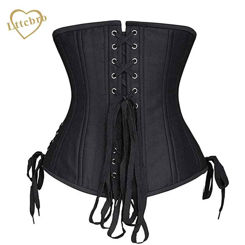 24 Double Steel Boned Longline Heavy Duty Waist Corset Shaper Underbust Corset Bustier Black 24 Double Steel Boned Longline Heavy Duty Waist Corset Shaper Underbust Corset Bustier Black